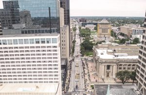 View of Downtown Indianapolis from Monument Circle