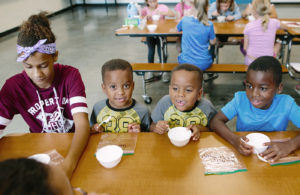 Children enjoying a meal at the Noblesville Boys & Girls Club